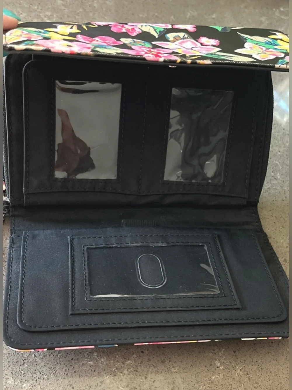 Floral Wristlet Clutch - Pink Floral on Black